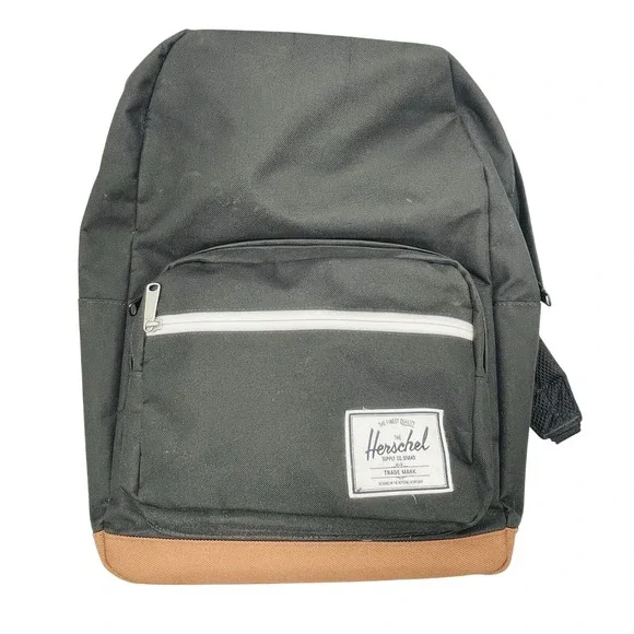 EUC Herschel Pop Quiz Backpack Black/Tan School Travel Carry‎ On Utility Large