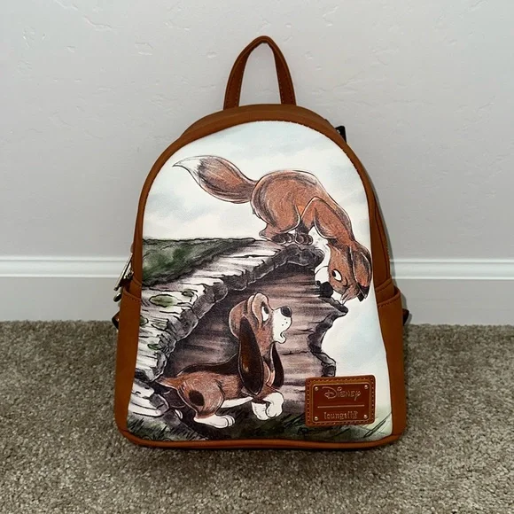 Loungefly Brown & White Fox and the Hound Crossbody Mini Backpack