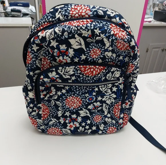 Campus Backpack Red White Blossoms NWOT