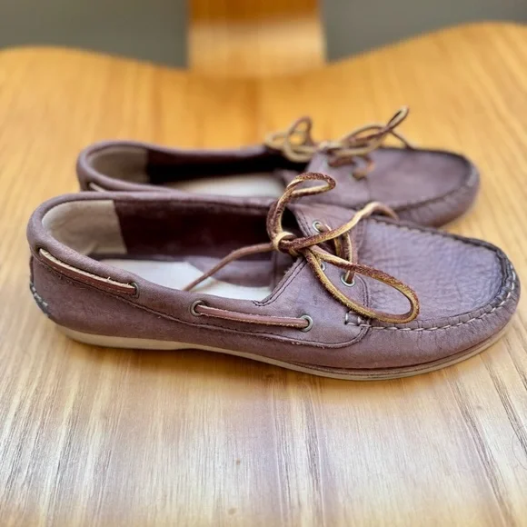 FRYE NAYA boat Shoes Leather Flats In Cinnamon Brown Women’s 7