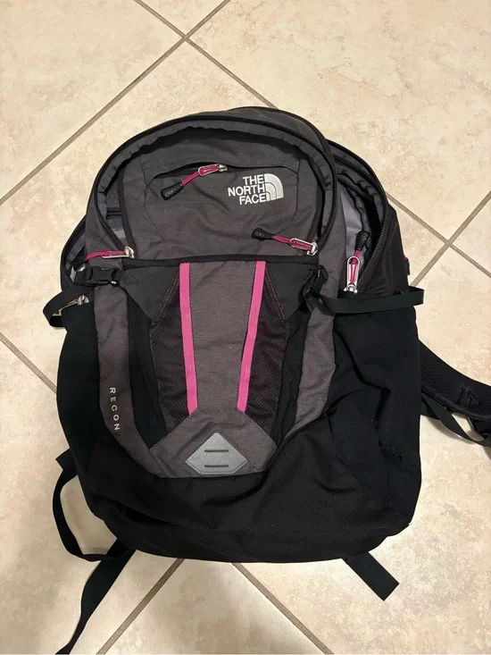 The North Face Grey, Black & Pink Daypack