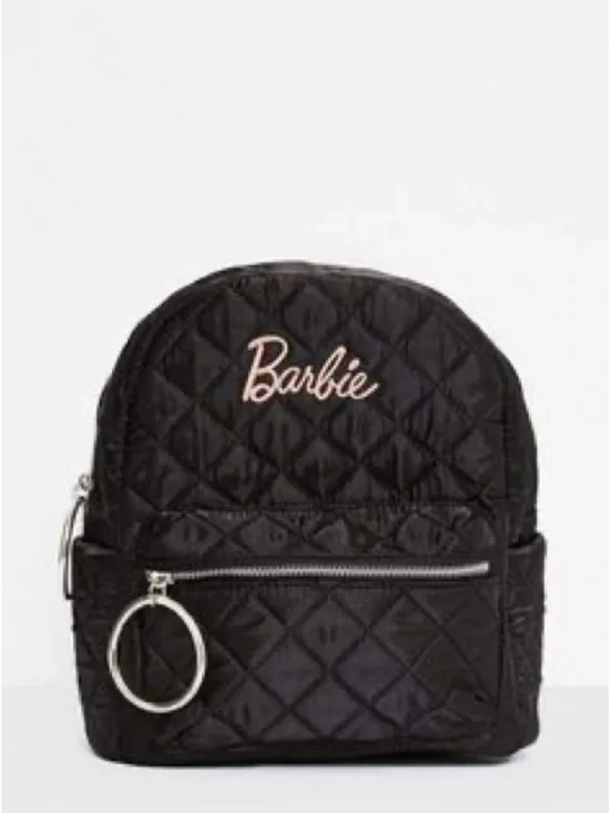 Missguided x Barbie Quilted Mini Backpack - Black