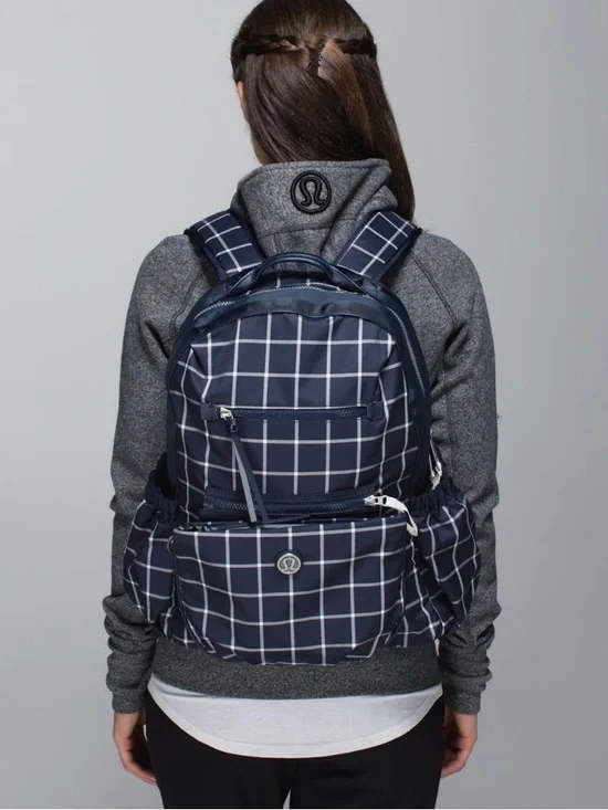 Lululemon Back To Class Backpack Pacific Check Inkwell Ghost Blue Plaid