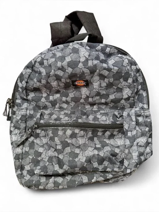 DICKIES gray & black geometric patterned backpack. Large compartment is lined.