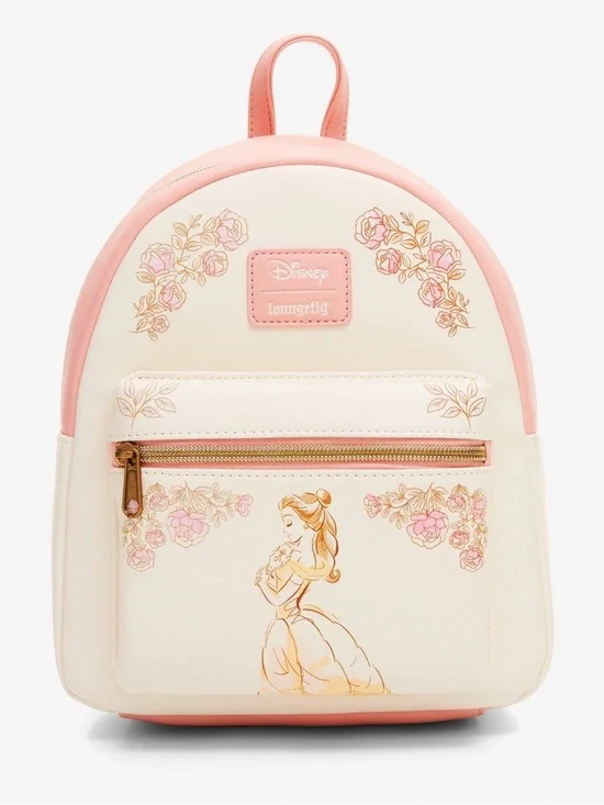 Loungefly Belle Floral Mini Backpack - Pink & Cream
