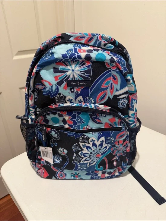 NWT Vera Bradley lighten up essential backpack, lotus flower swirl Travel School