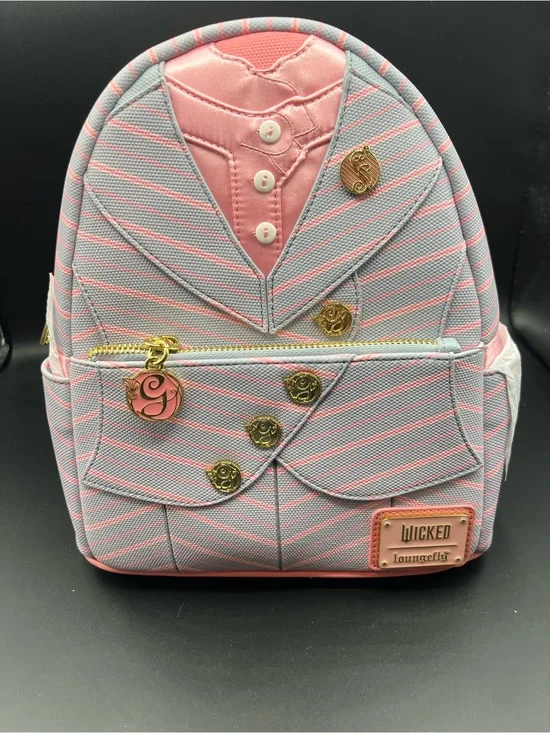 Loungefly Pink & Gray Wicked Plaid Mini Backpack
