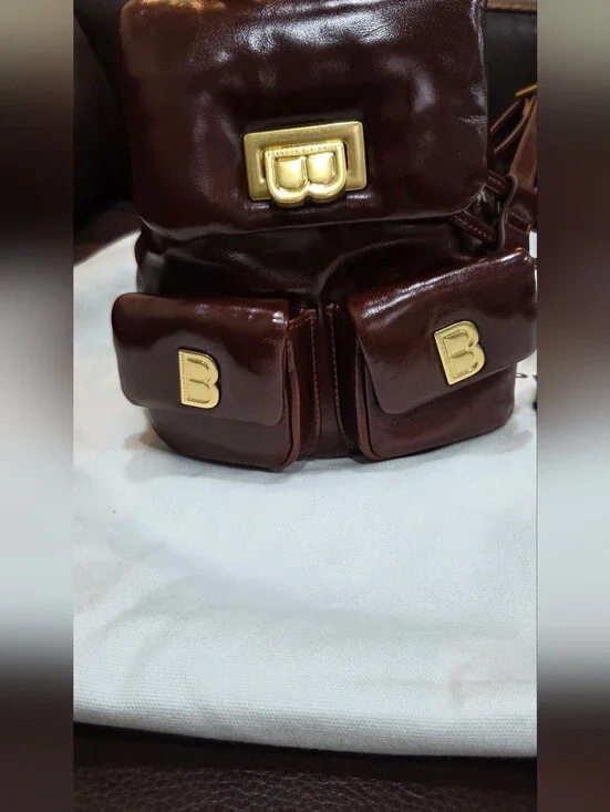 Brandon Blackwood Brown Leather (Small)Backpack with Gold Hardware - LIKE NEW