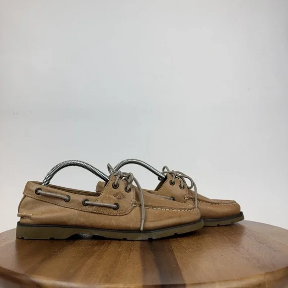 Mens Sperry Authentic Original Brown 2-Eye Leather‎ Boat Shoes Size 8 M GUC