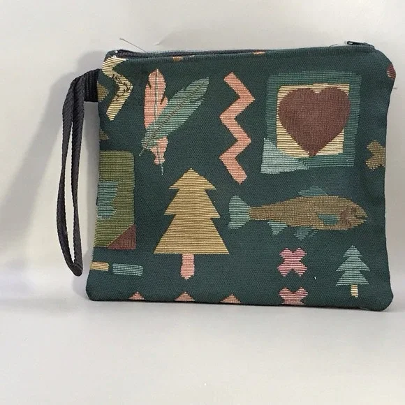 Handmade Folksy Zip Up Wristlet 9 X 7.5 No Lining‎