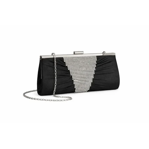 Gunne Sax Jessica McClintock VTG Black Rhinestone Clutch Y2K Evening Bag W/Strap