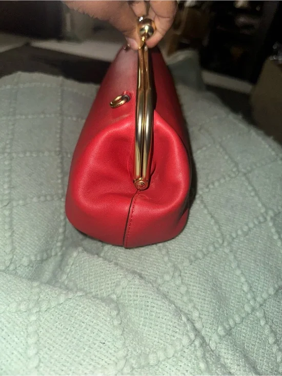 Coach Runway Kisslock 30 Frame Bag Sport Red Clutch Handbag with Gold Accent