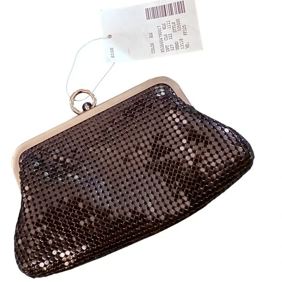 Mesh‎ Evening Bag Black Metal Kiss Lock Clutch Party Purse Handbag