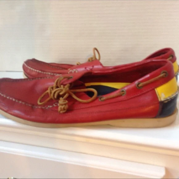 Vintage Ralph Lauren Polo Red Boat Shoes Yellow