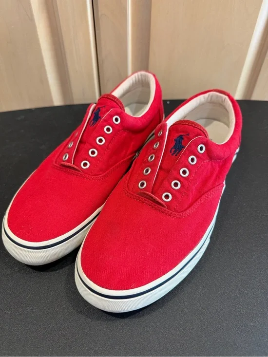 Polo by Ralph Lauren Red Canvas Boat or Deck Shoes Sz. 9