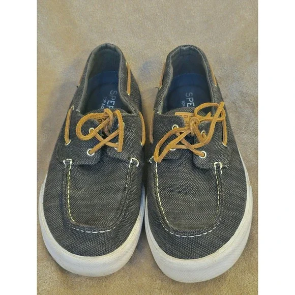 Sperry Top-Sider Bahama II Mens 10.5 Boat Shoes Charcoal Grey Canvas STS19242