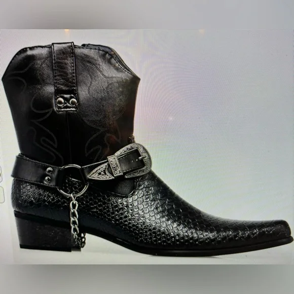 Enzo Romeo Crocodile Print Western‎ Cowboy Boots