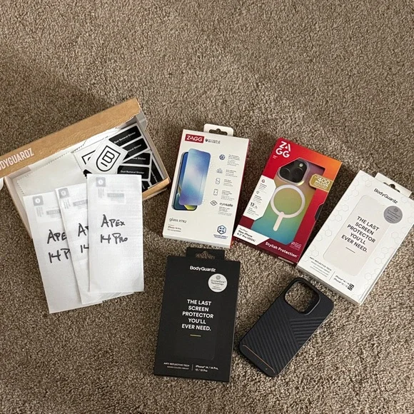 ZAGG & Bodyguardz screen protectors&case for iPhone 14 Pro lot