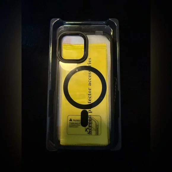 iPhone 12 Clear with Black trim Phone Case with Screen Protector