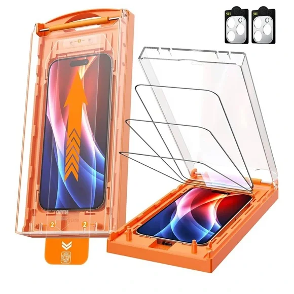 MRGLAS 3+2 Packs for iPhone 15 Pro Max Screen Protector 6.7''