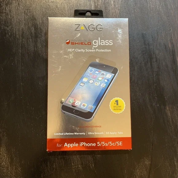 NEW SEALED - ZAGG INVISIBLE SHIELD GLASS SCREEN PROTECTION FOR iPHONE 5/5s/5c/SE