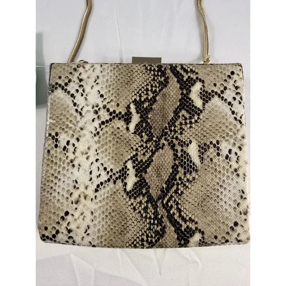 The Limited Box Clutch Small Black White Snakeskin Gold Crossbody Chain Bag