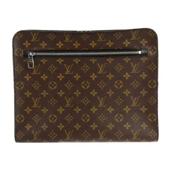 LOUIS VUITTON Black Monogram Leather Clutch Bag