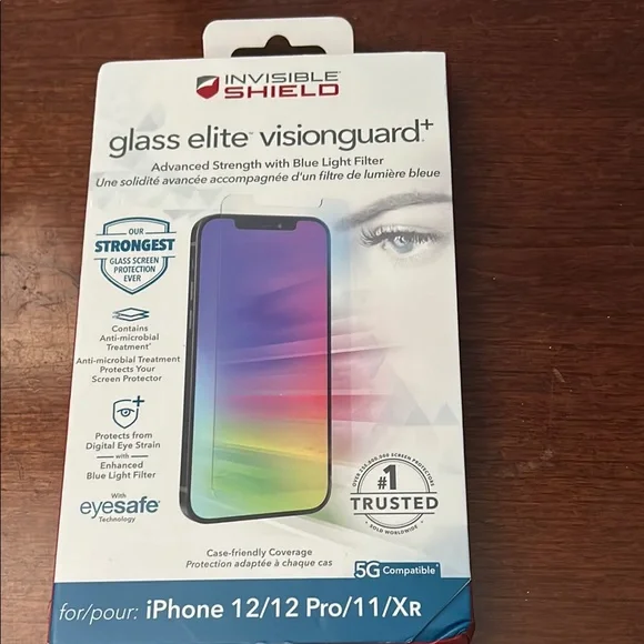 Glass Elite VisionGuard+ Screen Protector for iPhone 12/12 Pro/11/Xr - Blue