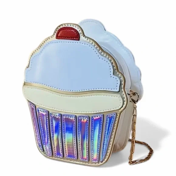 Large Cupcake Shaped Holographic Bag New