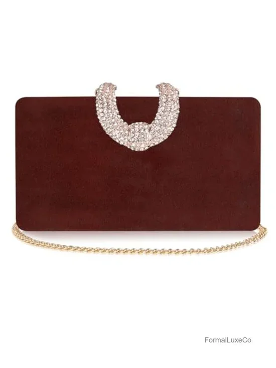Crystal-Encrusted Evening Clutch with Detachable Chain for Formal Parties