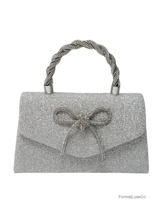 Sparkling Bow Rhinestone Clutch Evening Party Handbag Crossbody