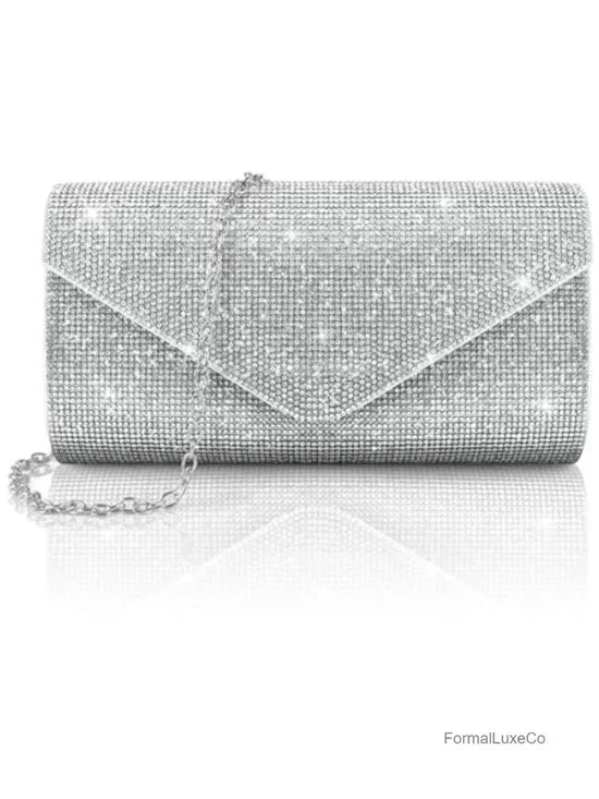 Rhinestone Clutch Evening Bag for Wedding Party Prom with Chain