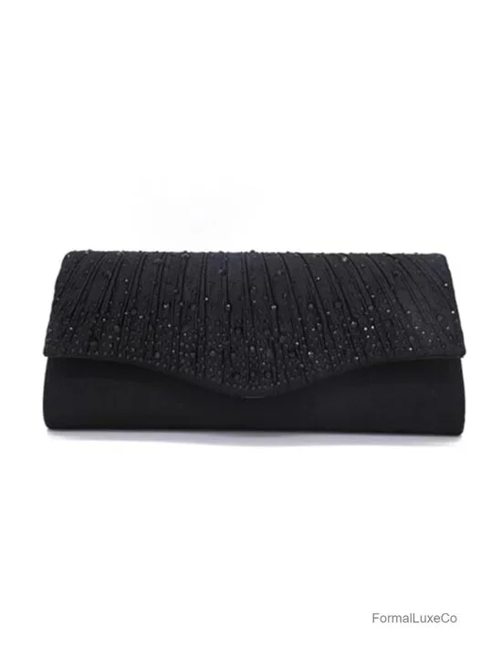 Rhinestone Envelope Clutch with Detachable Chain Evening Bag