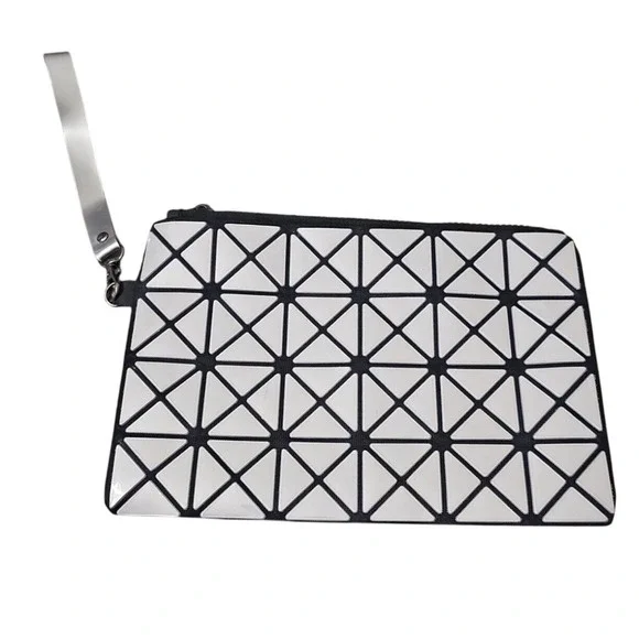 Geometric Gray and Black Clutch Wristlet Bag Fashion Handbag Evening Party Purse