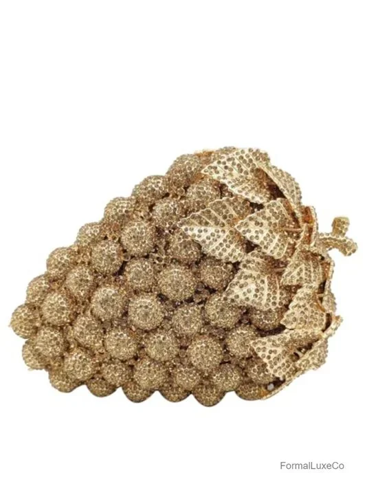 Novelty Grape Crystal Clutch Evening Bag Rhinestone Handbag Minaudiere Party