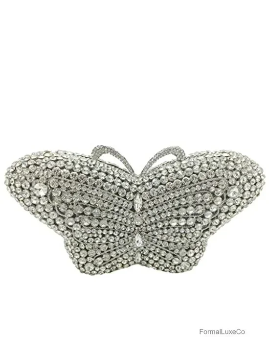 Butterfly Crystal Clutch Evening Bag Rhinestone Handbag Bridal Party Purse