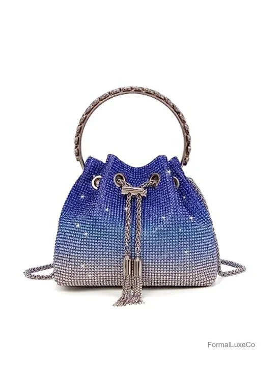 Crystal Rhinestone Clutch Purse, Sparkly Evening Handbag with Tassel