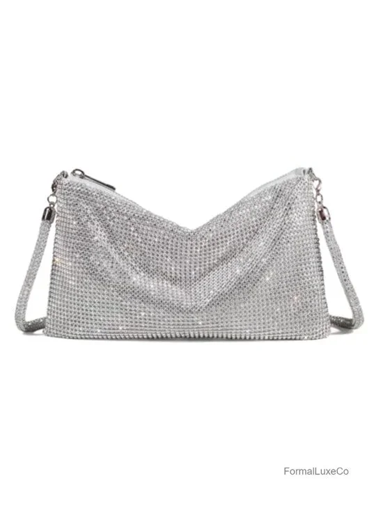 Rhinestone Crossbody Purse Clutch Sparkly Diamond Handbag Hobo Evening Bag