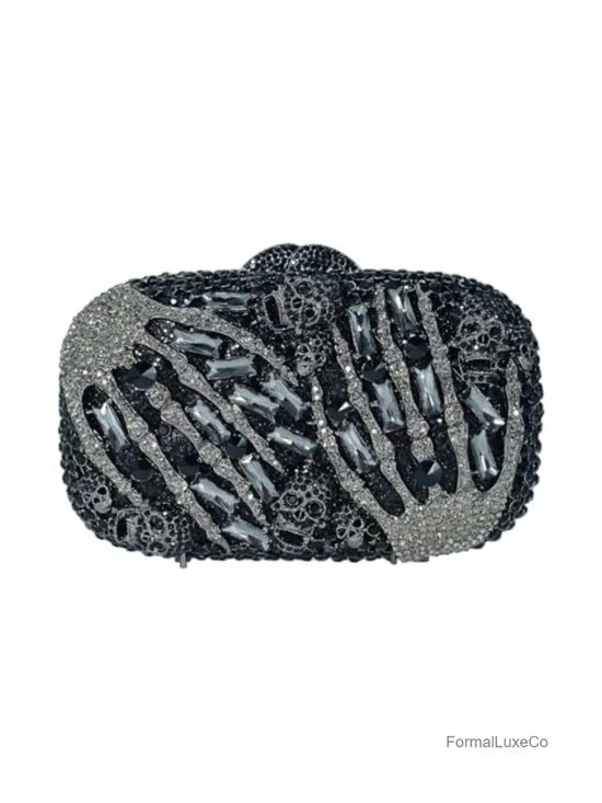 Skull Crystal Clutch Purse Halloween Rhinestone Evening Bag Clutch Handbag