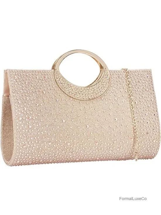 Rhinestone Crystal Handle Clutch Handbag for Wedding Party