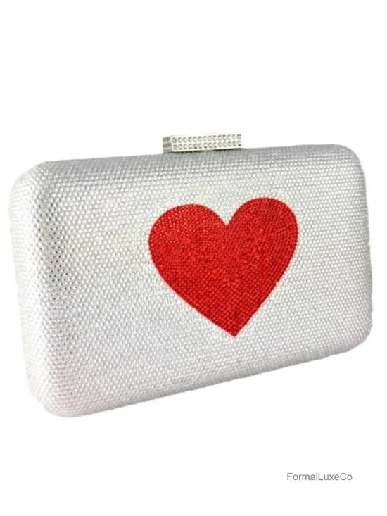 Heart Crystal Clutch Purse, Rhinestone Evening Bag for Women, Formal Clutch