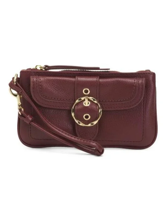 KIM GRAVEL Leather Front Buckle Wristlet