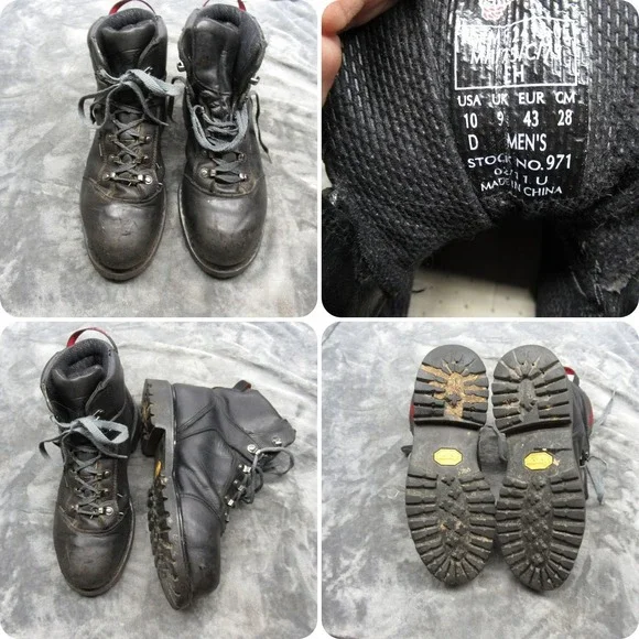 Red Wing Work Boots Mens‎ 10 D Black 971 Leather Waterproof Steel Toe Lace-Up