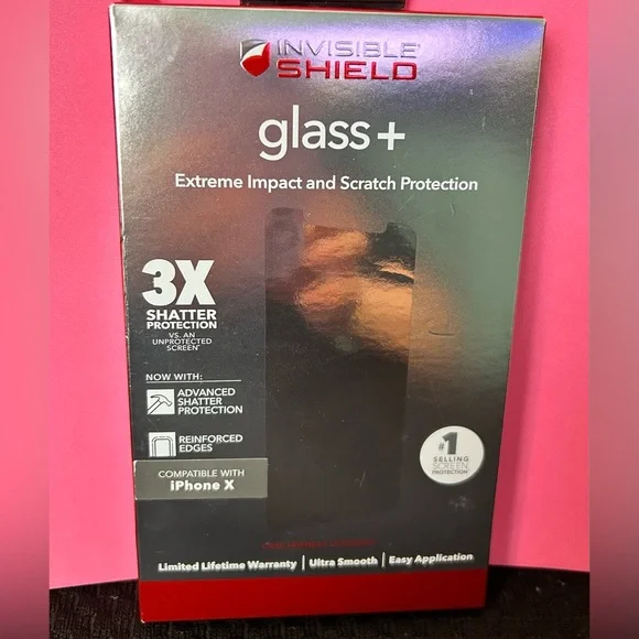 iPhone X or 10 - Invisible Shield Glass + Impact & Scratch Protection/3X Shatter