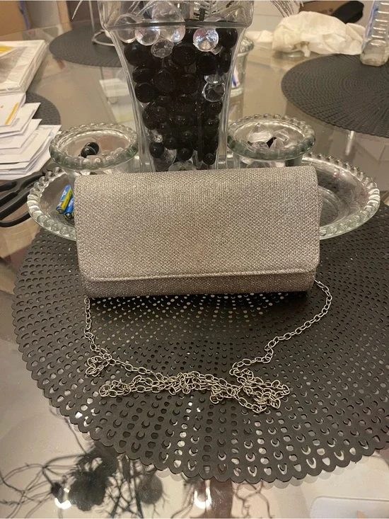 Shimmer Evening Clutch Wristlet in Silver