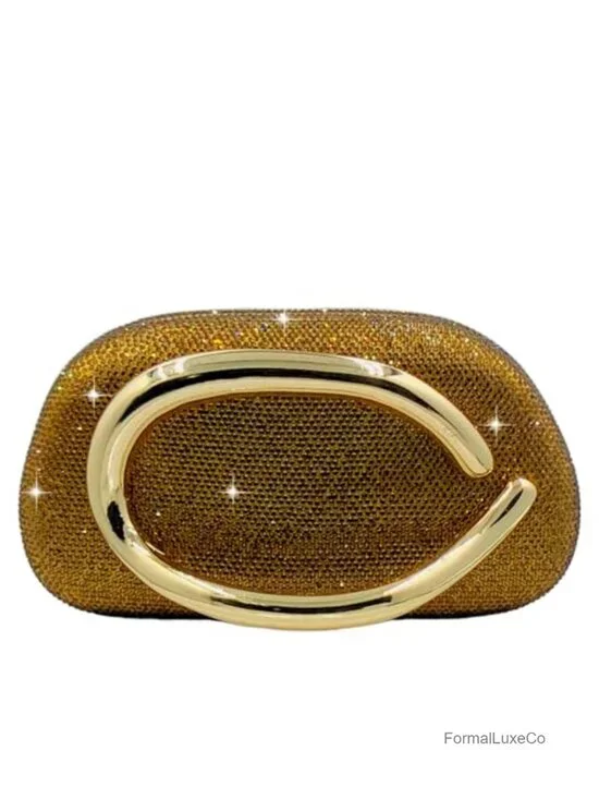 Crystal Rhinestone Clutch Purse for Women Evening Sparkly Hardcase Metal Frame