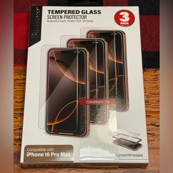 NIB 3-Pack iPhone 16 Pro Max Tempered Glass Screen Protector Alignment Kit Inc
