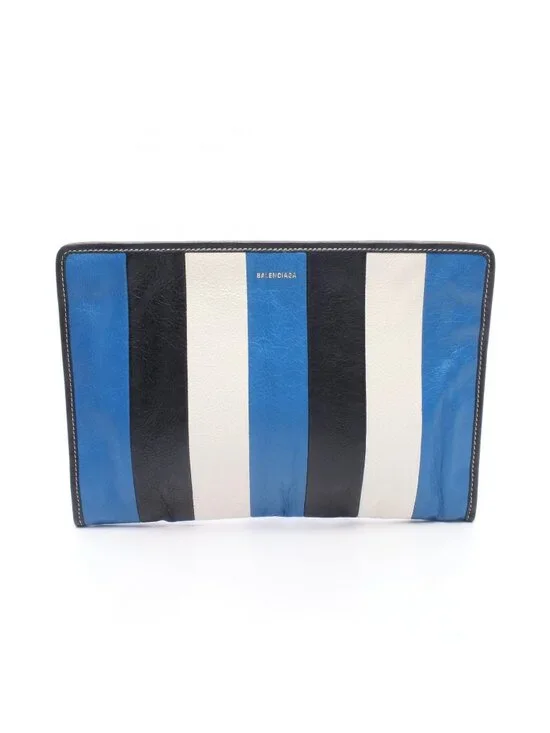 Balenciaga Clutch Bazar Bazaar Blue White Black Leather