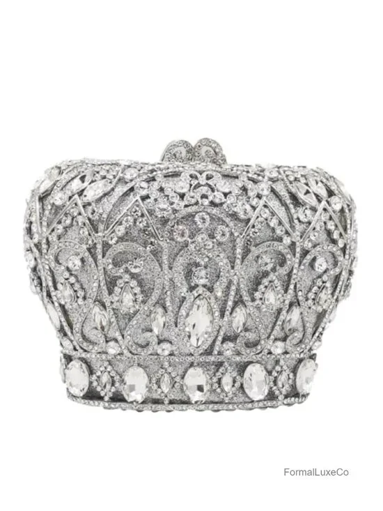 Crystal Rhinestone Clutch Purse - Mini Evening Minaudiere with Detachable Straps