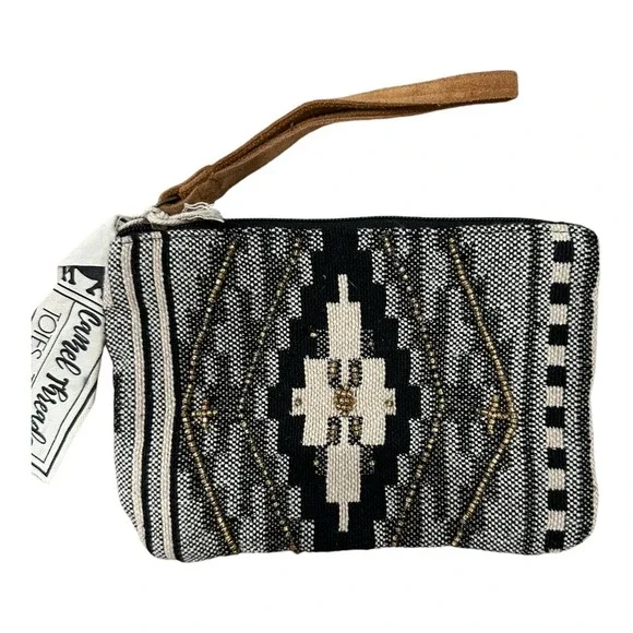 Camel Threads Aztec Beaded Woven Wristlet New Tribal Boho Gift 8x5‎